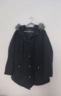 Czarna zimowa kurtka parka z futrzanym kapturemplus size 54