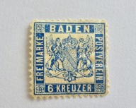 1862 Baden Mi.19b* czysty znaczek z gumą, stan dobry. Wartość 800,- Euro