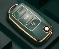 Ciemnozielono-złote etui na kluczyk VW Passat Golf Polo Skoda Octavia Seat
