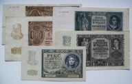 Zestaw banknotów 1940, 1941 z obiegu 5 szt.