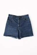 Vintage jeansowe szorty z wysokim stanem ciemny denim postrzępione nogawki