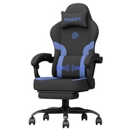 Fotel Biurowy Ergonomiczny Gamingowy 150kg Podnóżek Masaż Czarno Niebieski