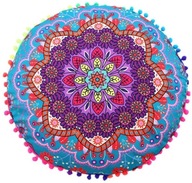 Poduszka do medytacji jogi yoga MANDALA boho błękitna pufa kwiecista kwiaty