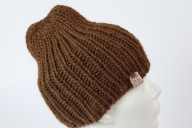 Wełniana czapka Eskimo-rękodzieło, S, toffi, ciepła, gruba