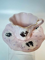 Filiżanka różowa porcelana duo H&C Chodov Bohemia piękny motyw postacie!