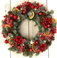 Wianek świąteczny na drzwi ozdoba stroik na stół prezent jodła nobilis