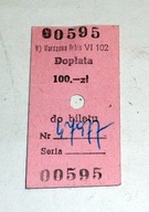 PKP Warszawa ORBIS - kartonikowy bilet dopłaty 1976r.