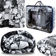 KOC AKRYLOWY 160X200 GRUBY PUSZYSTY NARZUTA SZARE KAMIENIE WALIZKA