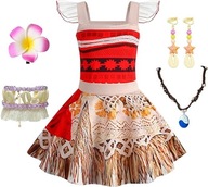 Sukienka dla Dziewczynki Vaiana Strój Hawajski Moana 120 Akcesoria