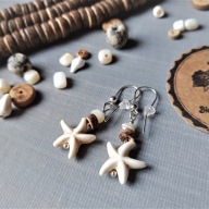 SURF Srebrne 925 kremowy howlit muszla beżowy kokos BlackberriesArts