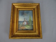 Obraz, olej. Piękny mały pejzaż włoski.