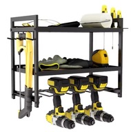 Półka na ścianę organizer na elektronarzędzia narzędzia metalowy czarny