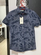 9 Tokyo Laundry koszula granat typ hawajski liście palm bawełna kiszeń S