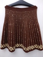 NORWESKA SPÓDNICA WEŁNIANA ROZ. M \ L ORYGINALNA TRAPEZOWA CZEKOLADOWA