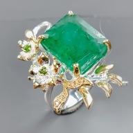 11 CT SZMARAGD CYTRYN, OPAL, PERYDOT PIERSCIONEK