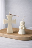 Świeca sojowa zestaw 2szt Komunia dziewczynka krzyżyk prezent | noya