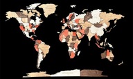 Drewniana mapa świata 3D - dekoracja na ścianę, prezent, mapa podróży