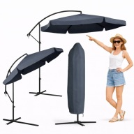 PARASOL OGRODOWY NA WYSIĘGNIKU SKŁADANY WODOODPORNY GRAFIT 3,5M + POKROWIEC
