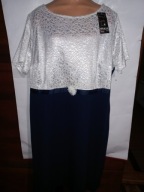 Sukienka Irka 50 52 prosta wyszczuplająca na wesele komunię nowa