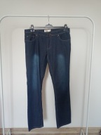 spodnie dżins janina denim 44 l 34 proste ze średnim stan granatowe strecz