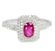 ELEGANCKI PIERŚCIONEK W STYLU ART DECO - NATURALNY RUBIN - ROZM. 16