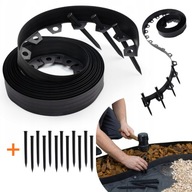 OBRZEŻE OGRODOWE TRAWNIKOWE 10M x 6CM PLASTIKOWE CZARNE 20 KOTEW +12 GRATIS