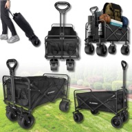 WÓZEK TRANSPORTOWY SKŁADANY OGRODOWY TURYSTYCZNY SZEROKIE KOŁA 120L SIATKA