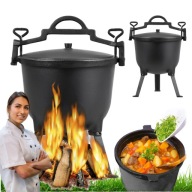 KOCIOŁEK ŻELIWNY GARNEK MYŚLIWSKI WĘGIERSKI 8L OGNISKO PIECZONKI STOJĄCY