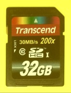 SDHC 32 GB >> T R A N S C E N D 30MB/s >> Made in TAIWAN