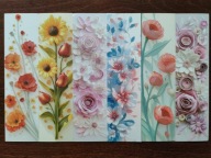 Zakładka Papierowa Dwustronna Kolorowe Kwiaty Mak Słonecznik Flower 6 szt