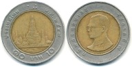 Tajlandia 10 Baht - 2004r Bimetal ... Monety
