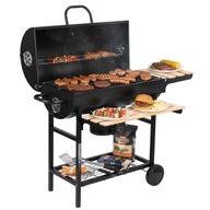 GRILL WĘGLOWY OGRODOWY BECZKA Z POKRYWĄ 2 RUSZTY POPIELNIK PÓŁKI DREWNO