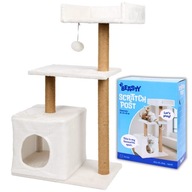 WYSOKI DRAPAK DRZEWKO BIAŁE DLA KOTA 3 POZIOMY Z DOMKIEM WIELOPOZIOMOWY