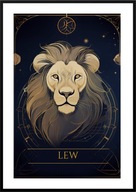 A2 GRANATOWY PLAKAT ZNAK ZODIAKU LEW KOSMOS GALAKTYKA, DO DOMU NA PREZENT