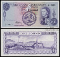 BNE - ISLE OF MAN 1 Funt 1961 nr 210412 # P25a # RZADKI # UNC