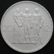 Czechosłowacja 20 koron 1933 - trzech - srebro