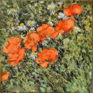 Maki " obraz olejny na płótnie 30x30cm , oryginał Garncarek Al,,,