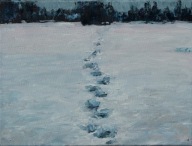 Na śniegu" obraz olejny na płótnie 30x40cm , oryginał Garncarek Al,,,