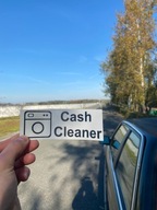 Naklejka na samochód CASH CLEANER PRALKA 2SZT! Czarne 5x13cm BUDDA