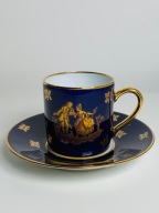 Royal Limoges, litron kobalt ze złota scenka.