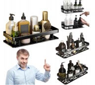 PÓŁKA ŁAZIENKOWA POD PRYSZNIC WISZĄCA NA PRZYSSAWKI METALOWA CZARNA 2 SZT.