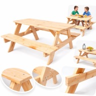 2x Ławka + Stolik Drewniany Zestaw 4osobowy Idealny Na Ogród Parasol