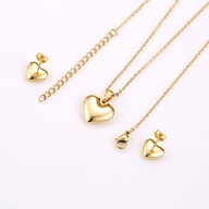 Złoty Komplet SERCE SERDUSZKO Łańcuszek PUDEŁKO na prezent kolczyki STAL