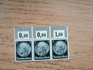 Deutsches Reich Trzecia Rzesza pasek 3 znaczki Hindenburg