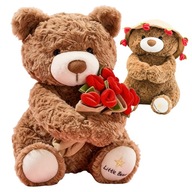 Duży misiek miś pluszowy z bukietem pluszak na prezent walentynki 25 cm