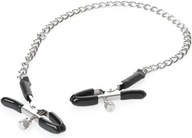 Czarne klamerki do sutków z łańcuszkiem – intensywna stymulacja BDSM