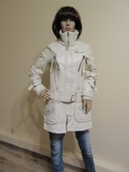 VERO MODA długa kurtka parka skórzana biała 100% skóra _ S