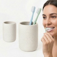 KUBEK NA SZCZOTECZKI DO ZĘBÓW BIAŁY KAMIONKA BONITA ELEGANCKI GLAMOUR