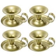 Zestaw 4 świeczników stożkowych Metal w stylu retro Złote stojak na świece