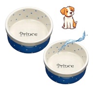ZESTAW 2X MISKA CERAMICZNA NIEBIESKA DLA PSA KOTA PRINCE 400ML